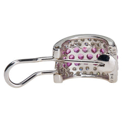 K18WG ホワイトゴールド ピンクサファイア ダイヤ2.16ct パヴェ ピアス レディース 【中古】