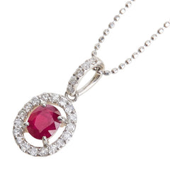 Pt900 プラチナ Pt850 プラチナ ルビー0.51ct ダイヤ0.21ct ペンダントネックレス レディース 【中古】