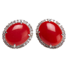 Pt900 プラチナ 珊瑚7.78ct ダイヤ0.48ct スタッドピアス レディース 【中古】