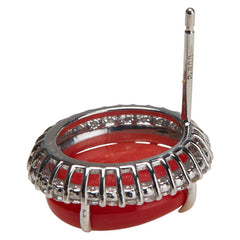 Pt900 プラチナ 珊瑚7.78ct ダイヤ0.48ct スタッドピアス レディース 【中古】