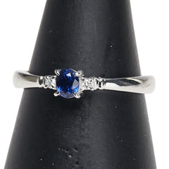Pt900 プラチナ サファイア0.26ct ダイヤ0.03ct リング 指輪 レディース 11.5号 【中古】
