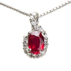 K18WG ホワイトゴールド ルビー0.41ct ダイヤ0.10ct 非加熱 ペンダントネックレス レディース 【中古】