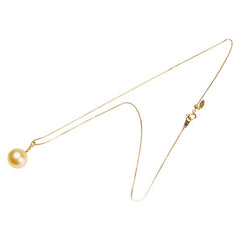 K18YG イエローゴールド ゴールデンパール 真珠13.0mm ダイヤ0.20ct ネックレス レディース 【中古】