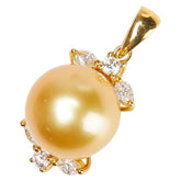 K18YG イエローゴールド ダイヤ0.31ct 真珠11mm ペンダントトップ レディース 【中古】