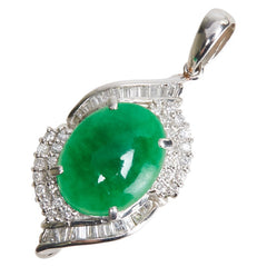 Pt900 プラチナ ダイヤ0.67ct 翡翠 ペンダントトップ レディース 【中古】