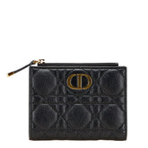 ディオール カナージュ カロ ダリアウォレット 二つ折り財布 ブラック レザー レディース Dior 【中古】