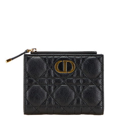 ディオール カナージュ カロ ダリアウォレット 二つ折り財布 ブラック レザー レディース Dior 【中古】