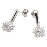 ノーブランド K18WG ホワイトゴールド ダイヤ0.6ct 花 フラワー モチーフ スタッドピアス レディース no brand 【中古】