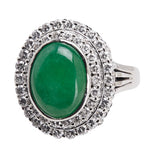 ノーブランド Pt850 プラチナ ひすい2.70ct ダイヤ0.966ct リング 指輪 レディース no brand 9.5号 【中古】