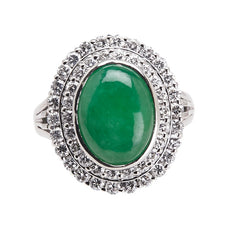 ノーブランド Pt850 プラチナ ひすい2.70ct ダイヤ0.966ct リング 指輪 レディース no brand 9.5号 【中古】