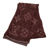 ルイ ヴィトン モノグラム グリッター スパンコール マフラー ワインレッド ナイロン コットン モヘヤ レディース LOUIS VUITTON 【中古】