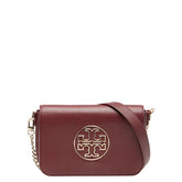 トリーバーチ ロゴ チェーン ショルダーバッグ ワインレッド レザー レディース Tory Burch 【中古】