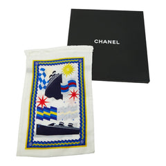 シャネル クルーズコレクション LA PAUSA 豪華客船 大判ストール パレオ ホワイト ネイビー マルチカラー シルク コットン レディース CHANEL 【中古】