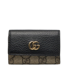 グッチ GGスプリーム GGマーモント キーケース 6連 456118 ベージュ ブラック PVC レザー レディース GUCCI 【中古】