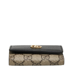 グッチ GGスプリーム GGマーモント キーケース 6連 456118 ベージュ ブラック PVC レザー レディース GUCCI 【中古】