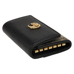 グッチ GGスプリーム GGマーモント キーケース 6連 456118 ベージュ ブラック PVC レザー レディース GUCCI 【中古】