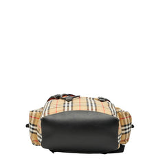 バーバリー ノバチェック リュック バックパック ベージュ ブラック レッド キャンバス レザー レディース BURBERRY 【中古】