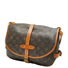ルイ ヴィトン モノグラム ソミュール30 斜めがけ ショルダーバッグ M42256 ブラウン PVC レザー レディース LOUIS VUITTON 【中古】