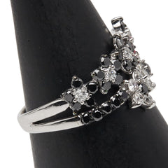 ノーブランド K18WG ホワイトゴールド ブラックダイヤ0.60ct ダイヤ0.40ct リング 指輪 レディース no brand 9.5号 【中古】