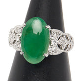 ノーブランド Pt900 プラチナ 翡翠4.33ct ダイヤ0.221ct リング 指輪 レディース no brand 11号 【中古】