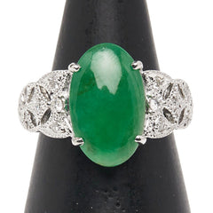 ノーブランド Pt900 プラチナ 翡翠4.33ct ダイヤ0.221ct リング 指輪 レディース no brand 11号 【中古】