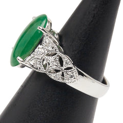 ノーブランド Pt900 プラチナ 翡翠4.33ct ダイヤ0.221ct リング 指輪 レディース no brand 11号 【中古】