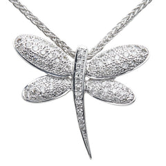 ノーブランド K18WG ホワイトゴールド ダイヤモンド1.00ct トンボ モチーフ ネックレス レディース no brand 【中古】
