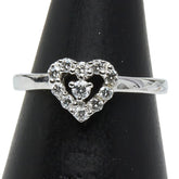 ポンテヴェキオ K18WG ホワイトゴールド ダイヤ0.22ct ハート モチーフ リング 指輪 レディース Ponte Vecchio 8号 【中古】