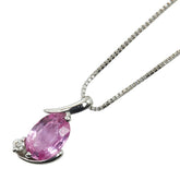 ノーブランド K18WG ホワイトゴールド ピンクサファイア0.01ct ペンダントネックレス レディース no brand 【中古】