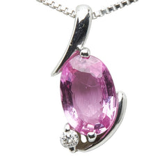 ノーブランド K18WG ホワイトゴールド ピンクサファイア0.01ct ペンダントネックレス レディース no brand 【中古】