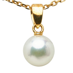 ミキモト K18 ゴールド パール6.7mm ペンダントネックレス レディース MIKIMOTO 【中古】