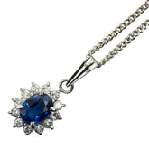 ノーブランド Pt850 プラチナ サファイア0.63ct ダイヤ0.19ct ペンダントネックレス レディース no brand 【中古】