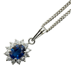 ノーブランド Pt850 プラチナ サファイア0.63ct ダイヤ0.19ct ペンダントネックレス レディース no brand 【中古】