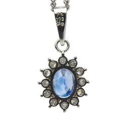 ノーブランド Pt850 プラチナ サファイア0.63ct ダイヤ0.19ct ペンダントネックレス レディース no brand 【中古】