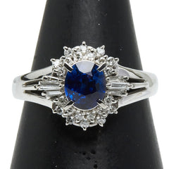 ノーブランド Pt900 プラチナ サファイア0.96ct ダイヤ0.20ct リング 指輪 レディース no brand 11号 【中古】