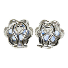 ノーブランド K14WG ホワイトゴールド Pt900 プラチナ サファイア2.72ct ダイヤ0.52ct フラワー 花 モチーフ イヤリング レディース no brand 【中古】