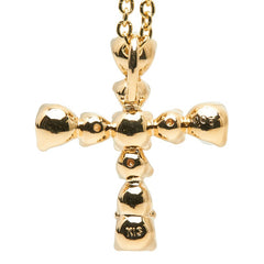ノーブランド K18YG イエローゴールド ダイヤ0.06ct パール2.1~2.8mm クロス 十字架 モチーフ ペンダントネックレス イヤリング セット レディース no brand 【中古】