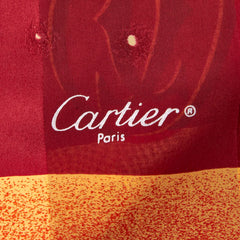 カルティエ ロゴ 総柄 スカーフ オレンジ マルチカラー シルク レディース CARTIER 【中古】
