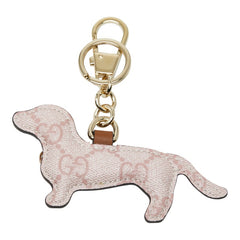 グッチ GGスプリーム ドッグ シェイプ バッグチャーム キーホルダー ライトピンク PVC レザー レディース GUCCI 【中古】