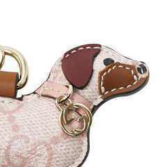 グッチ GGスプリーム ドッグ シェイプ バッグチャーム キーホルダー ライトピンク PVC レザー レディース GUCCI 【中古】