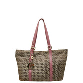フェンディ ズッキーノ トートバッグ ハンドバッグ ショルダーバッグ 8BH215 ブラック キャンバス レザー レディース FENDI 【中古】