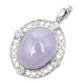 K18WG ホワイトゴールド ラベンダーヒスイ12.21ct ダイヤ0.10ct ペンダント ネックレス レディース 【中古】