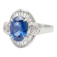 Pt900 プラチナ サファイア2.85ct ダイヤ0.44ct リング 指輪 レディース 12号 【中古】