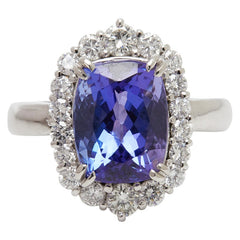 Pt900 プラチナ タンザナイト4.61ct ダイヤ0.71ct リング 指輪 レディース 12号 【中古】
