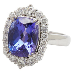 Pt900 プラチナ タンザナイト4.61ct ダイヤ0.71ct リング 指輪 レディース 12号 【中古】