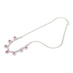 Pt900 プラチナ Pt850 プラチナ ルビー2.47ct ダイヤ3.09ct フラワーモチーフ 7連ルビー ネックレス レディース 【中古】