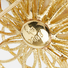 真珠 K18YG イエローゴールド 南洋白蝶真珠(ゴールデンパール)13.8mm ダイヤ0.06ct ブローチ ネックレストップ ペンダント レディース 【中古】