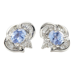 Pt850 プラチナ ダイヤ0.36ct サファイア0.41ct サファイア0.43ct スタッドピアス ピアス レディース 【中古】