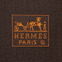 エルメス ファソネ クローバー H織 ネクタイ ブラウン シルク メンズ HERMES 【中古】