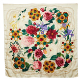 シャネル カメリア グリポア スカーフ アイボリー マルチカラー シルク レディース CHANEL 【中古】